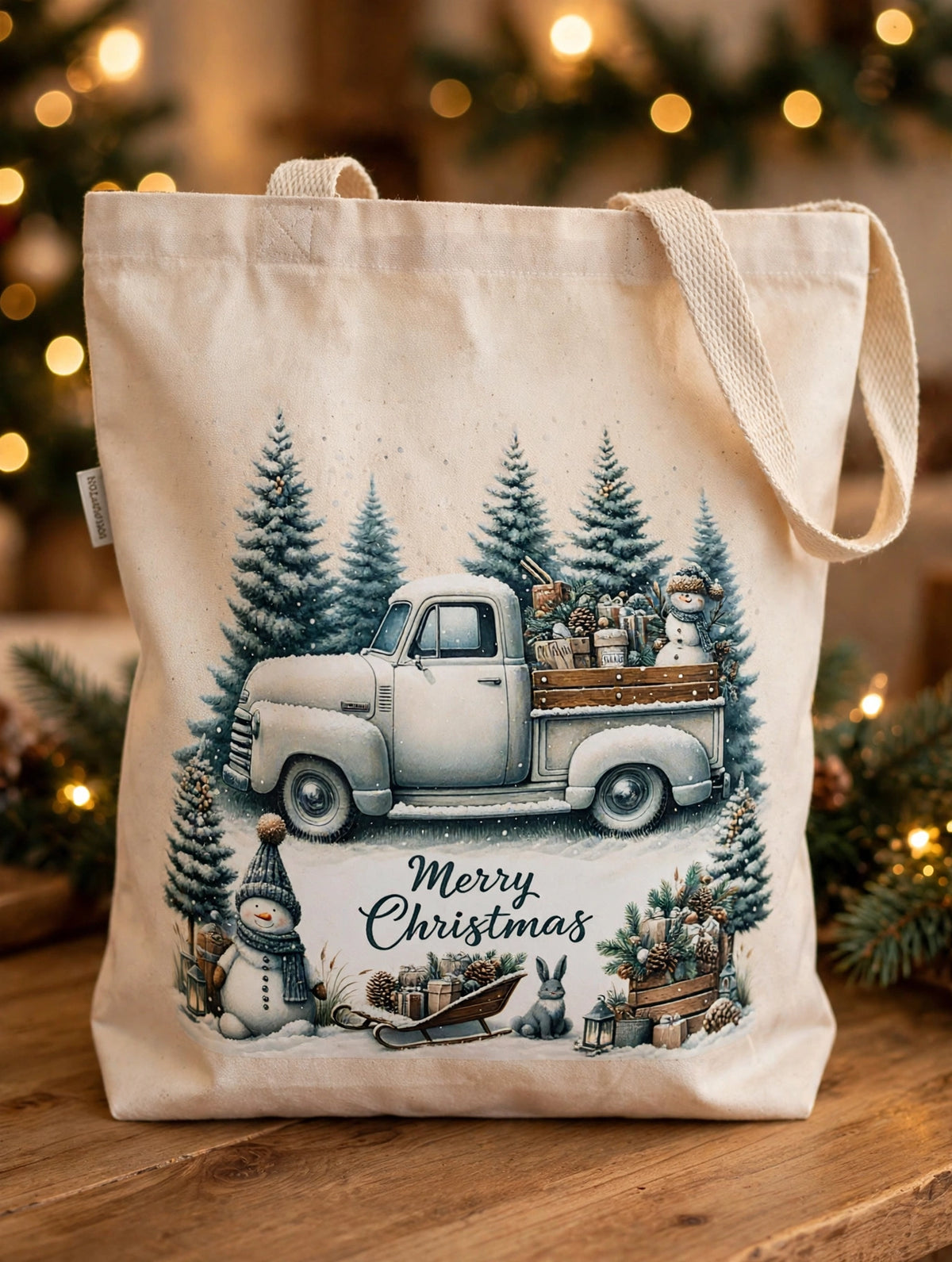 Christmas Canvas Tote Bag Organic Cotton