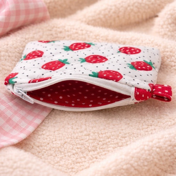 Strawberry Quilted Keychain Wallet