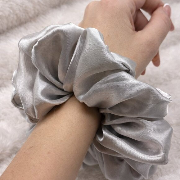 Silver Satin XXL Scrunchie