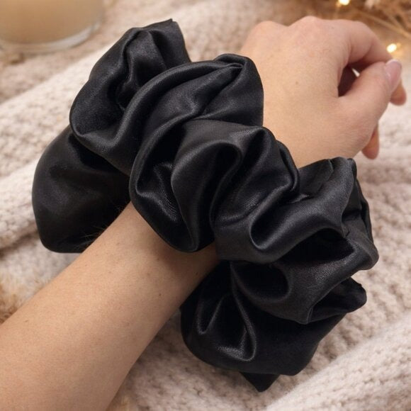 Black Satin XXL Scrunchie