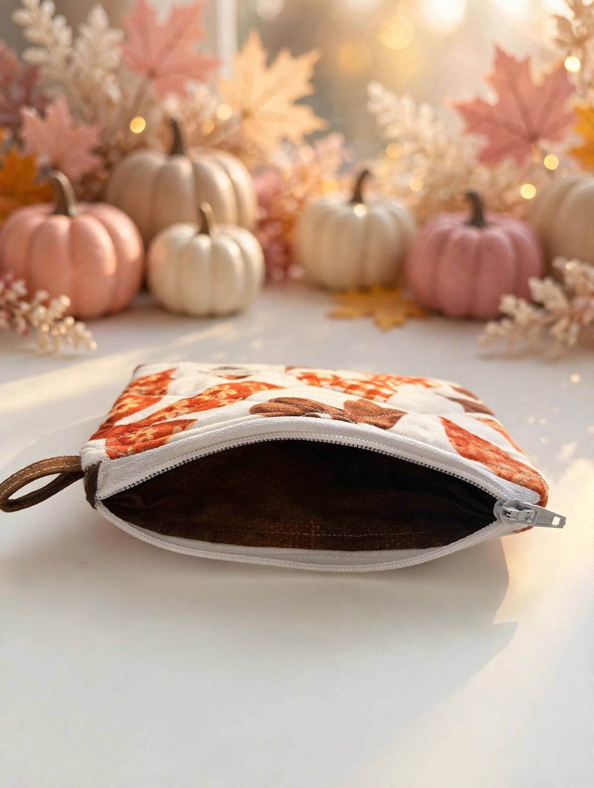 Fall Bow Quilted Keychain Wallet
