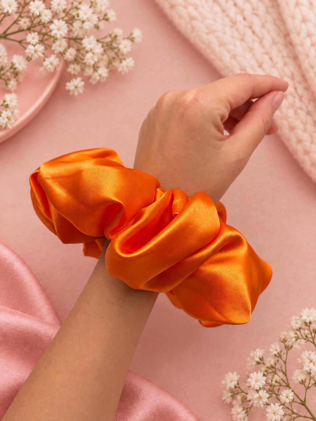 Orange Satin XXL Scrunchie