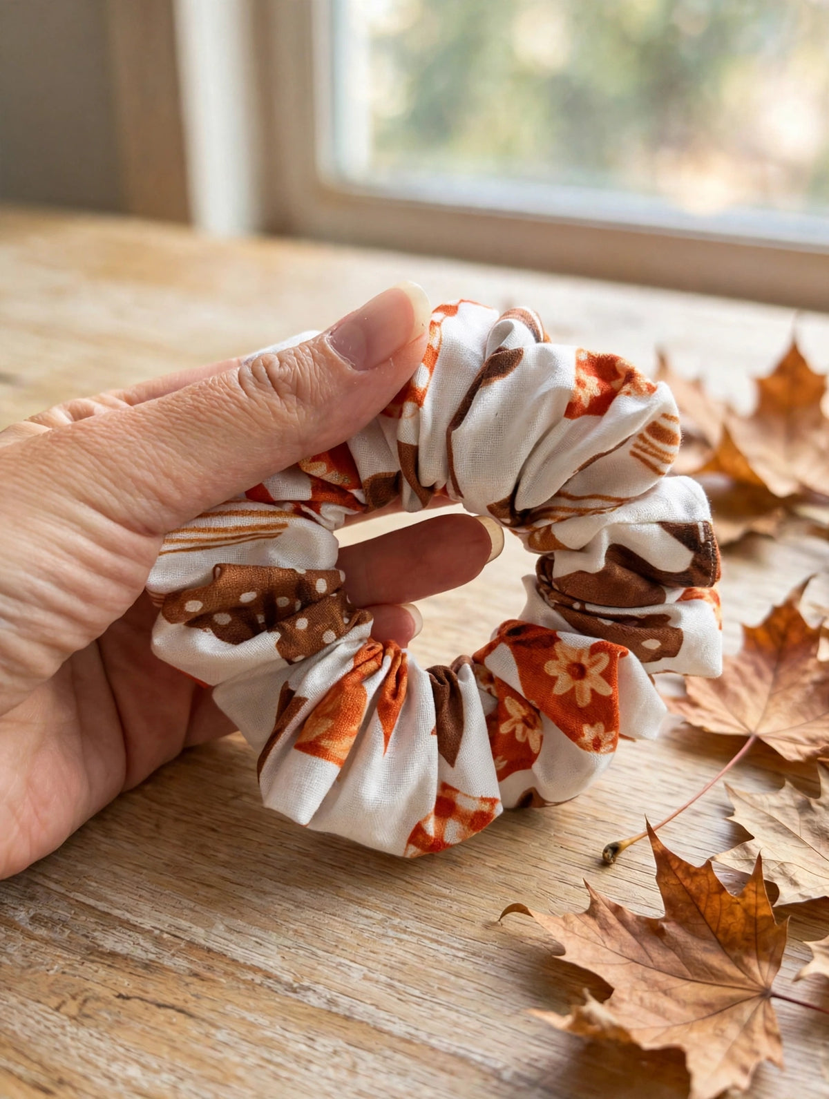 Fall Bow Scrunchie -Standard Size