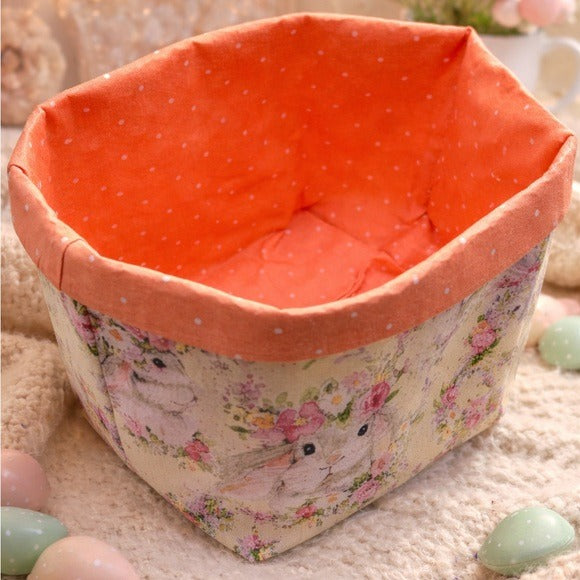 Floral Bunny Fabric Storage Basket