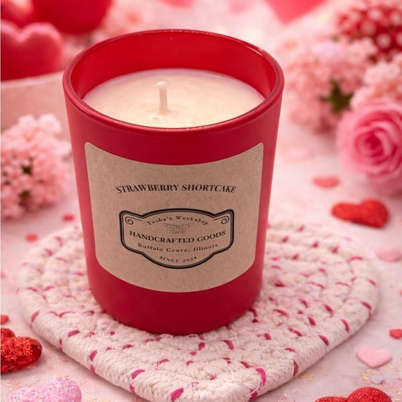 Strawberry Shortcake Soy Wax Candle 7oz Sweet Bakery Scent Valentine’s Gift