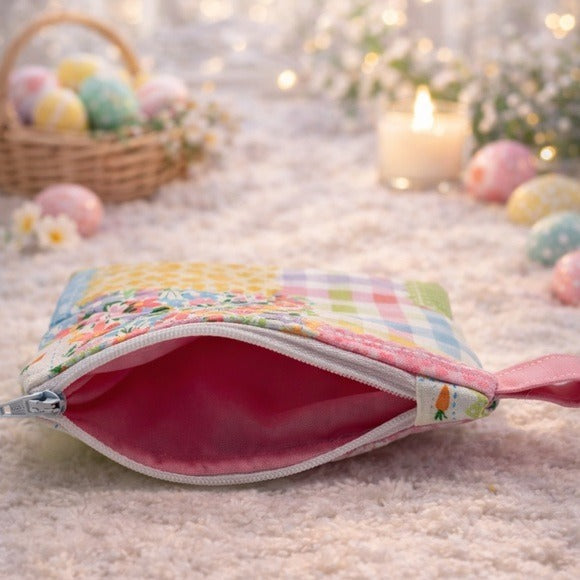 Easter Patchwork Bunny Quilted Keychain Wallet