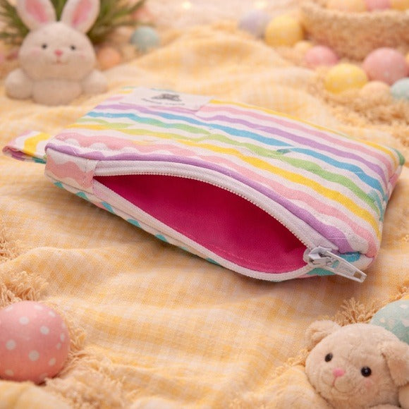 Pastel Rainbow Quilted Keychain Wallet