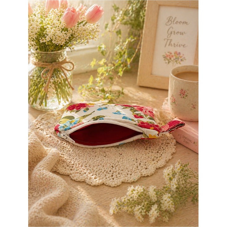 Cozy Spring Floral Quilted Keychain Wallet