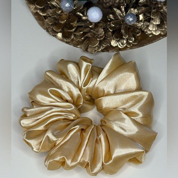 Christmas Gold Satin Hair Scrunchie in Gift Box