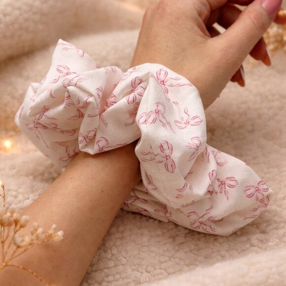 Blush Bow Cotton XXL Scrunchie