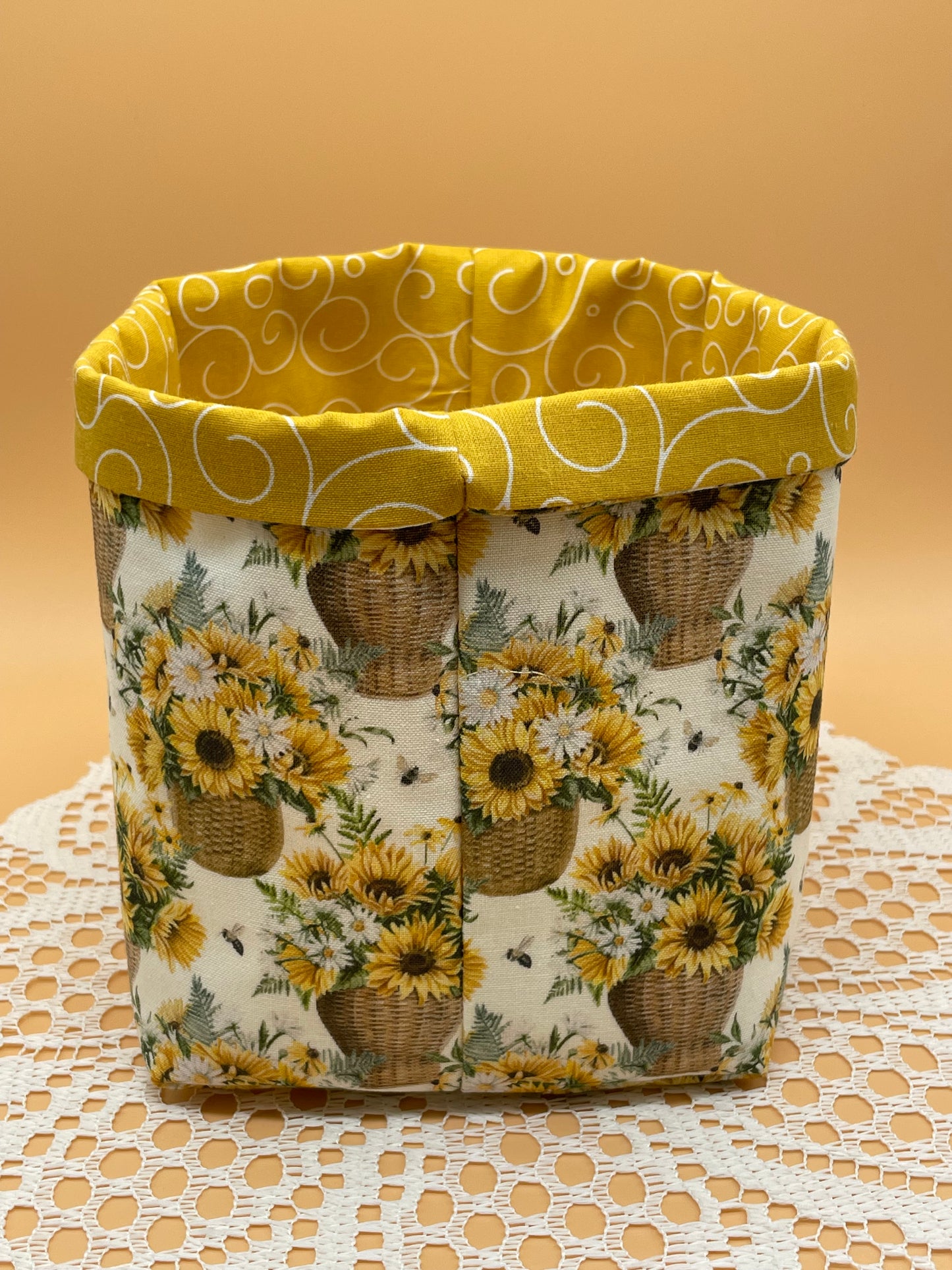 Sunflower Fall Themed Fabric Basket