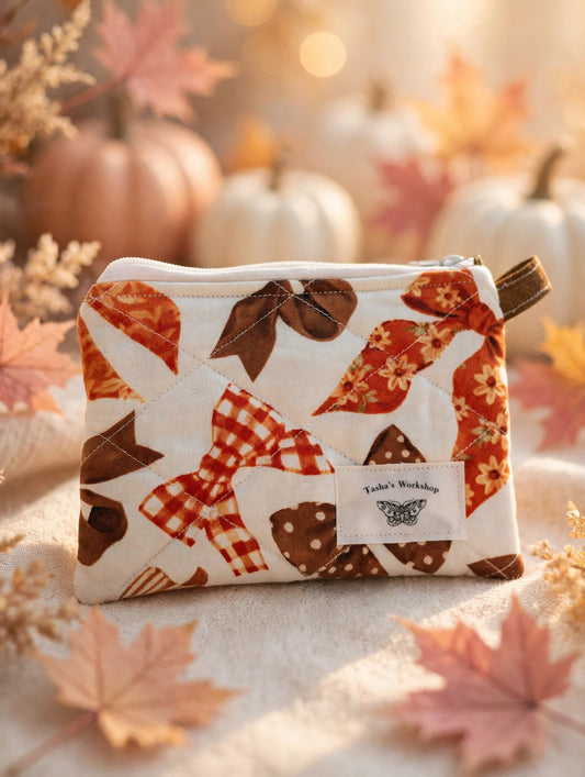 Fall Bow Quilted Keychain Wallet