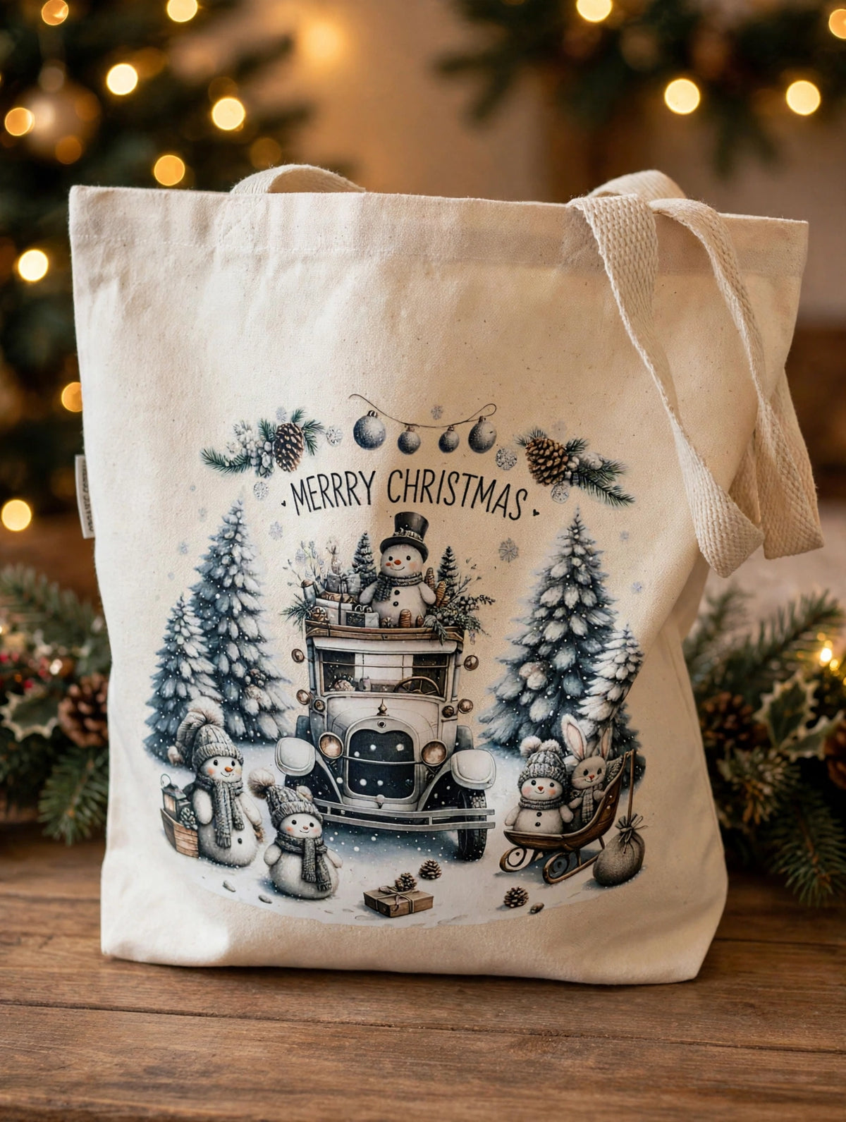 Christmas Canvas Tote Bag Organic Cotton