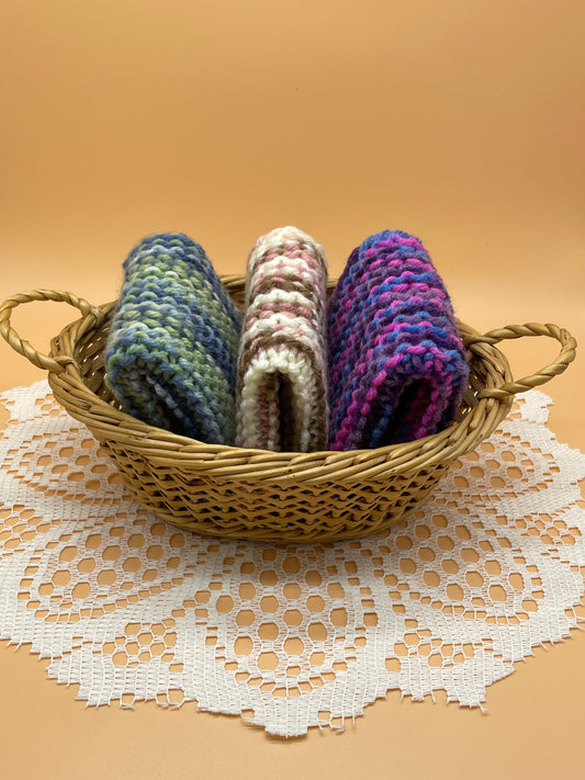 Acrylic Crocheted Dishcloths with Storage Basket