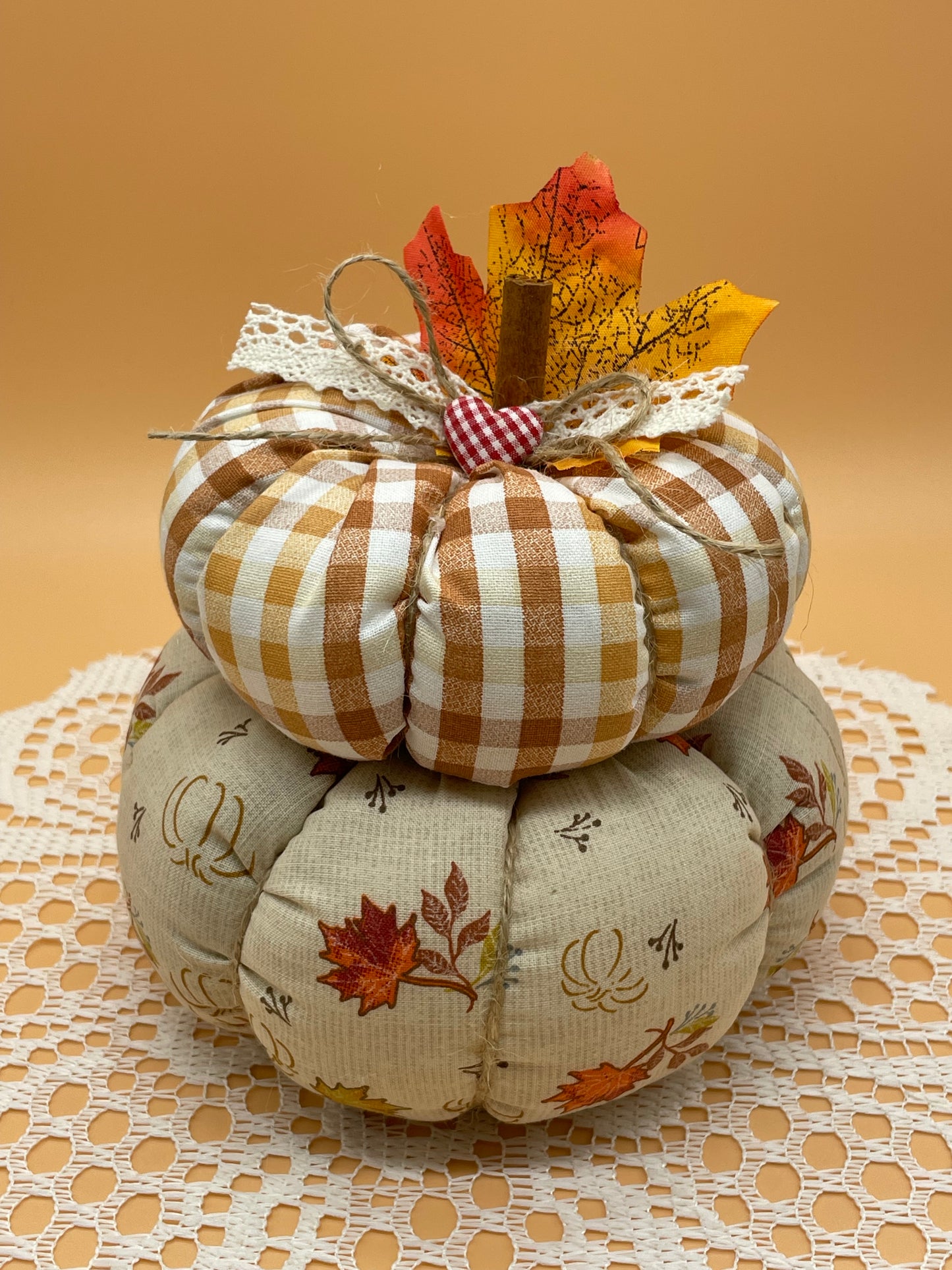 Handmade Fall Set Fabric Baskets and Pumpkin