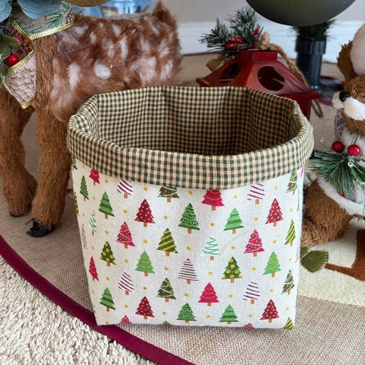 Handmade Christmas Fabric Basket Holiday Gift Basket Christmas Tree