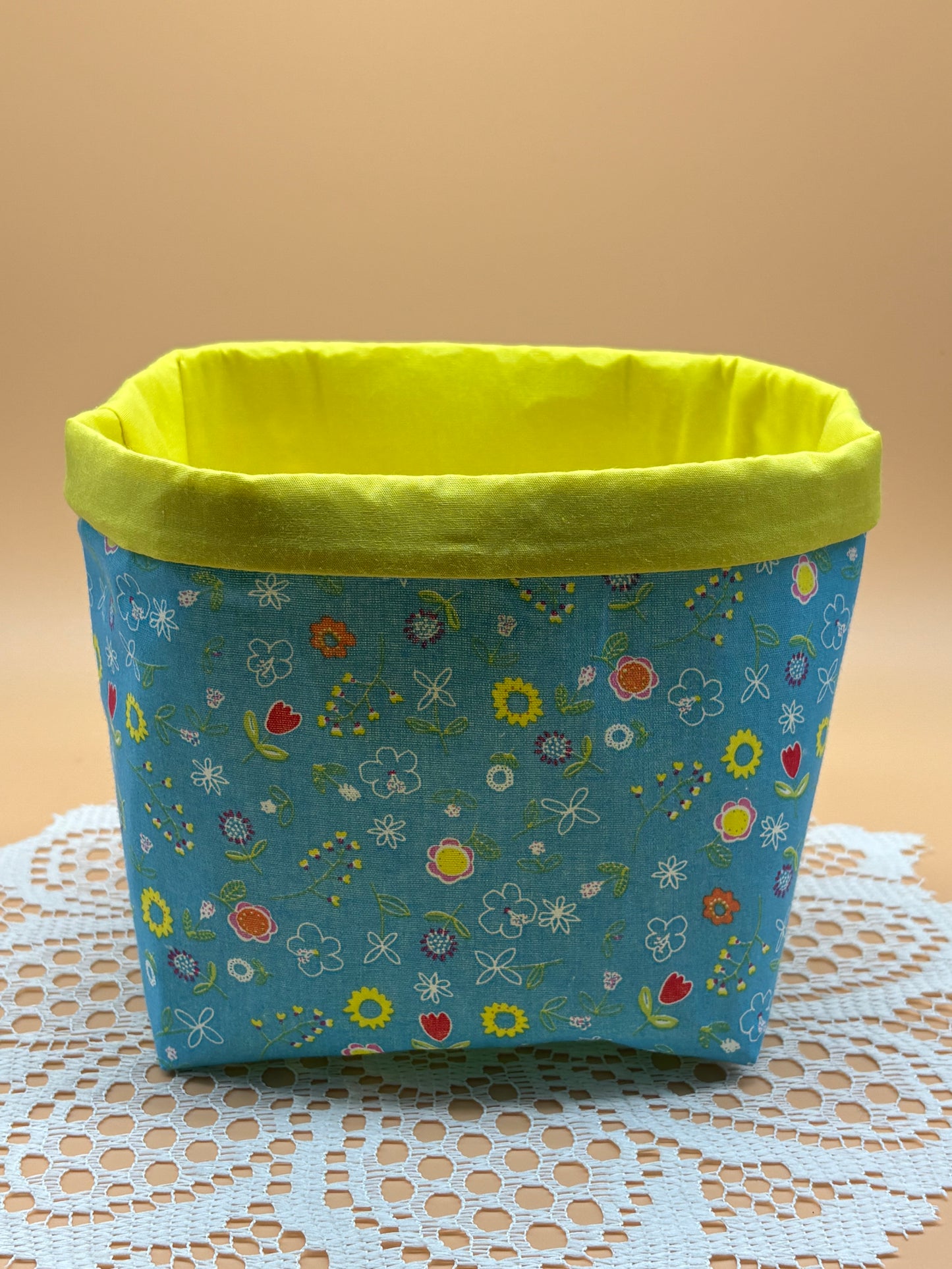 Flower Themed Fabric Gift Storage Basket