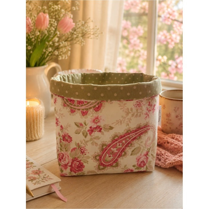 Romantic Floral and Paisley Print Storage Gift Basket
