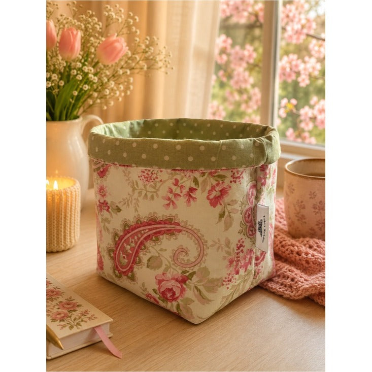 Romantic Floral and Paisley Print Storage Gift Basket