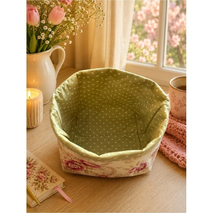 Romantic Floral and Paisley Print Storage Gift Basket