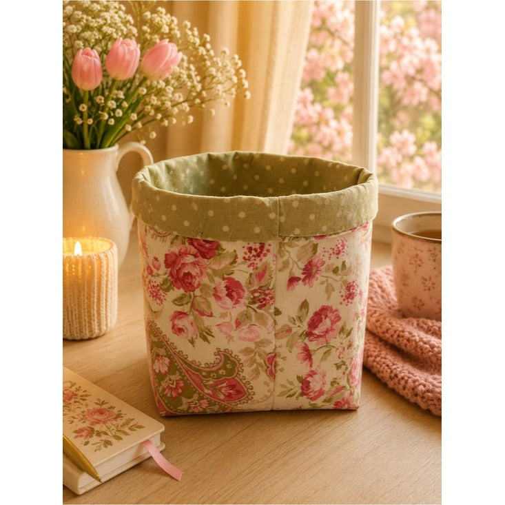 Romantic Floral and Paisley Print Storage Gift Basket