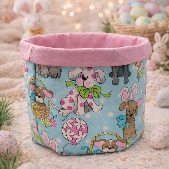 Easter Bunny and Puppy Fabric Basket