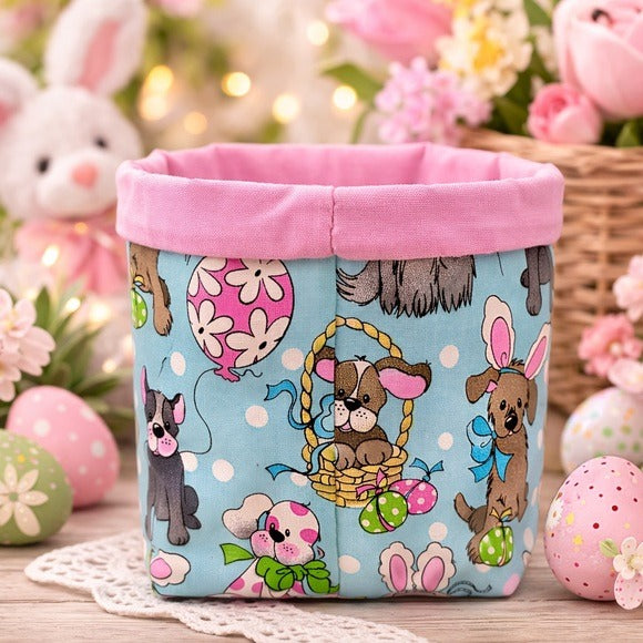 Easter Bunny and Puppy Fabric Basket