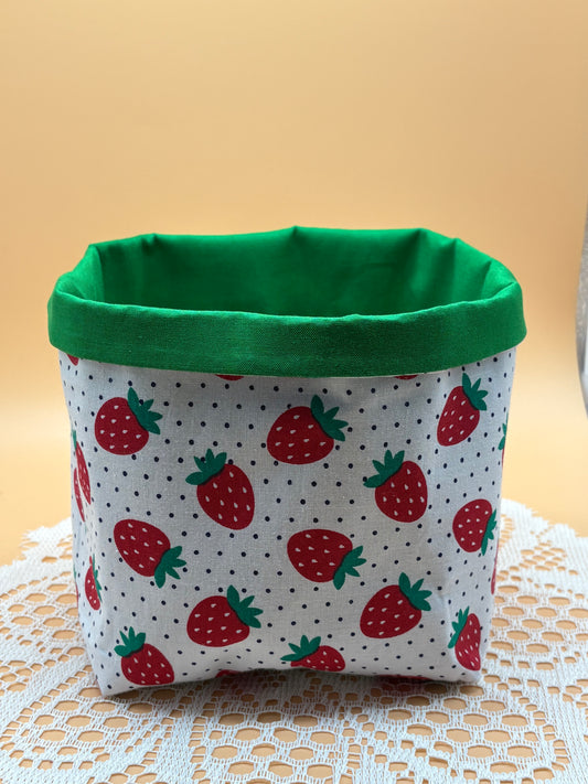 Strawberry Themed Fabric Gift Storage Basket