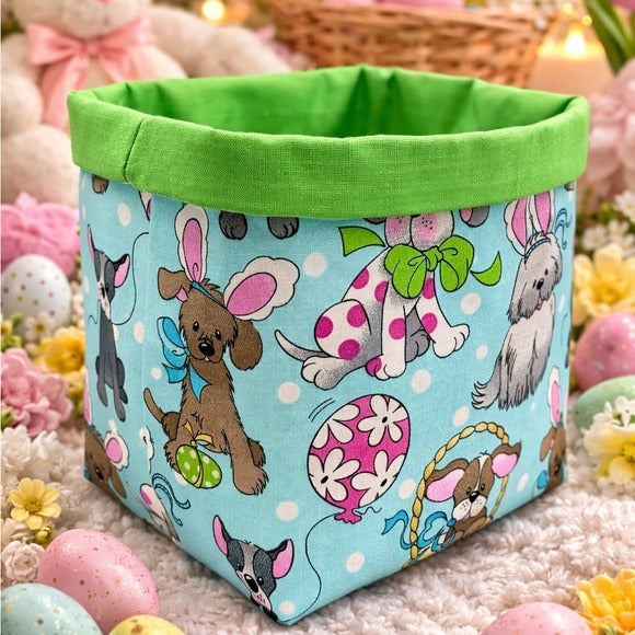 Dog & Bunny Print Easter Egg Hunt Basket