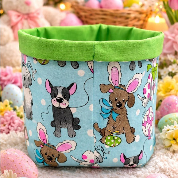 Dog & Bunny Print Easter Egg Hunt Basket