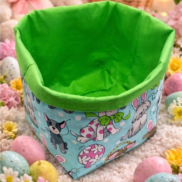 Dog & Bunny Print Easter Egg Hunt Basket