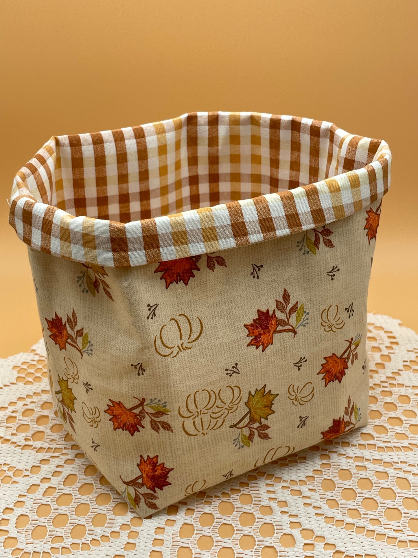 Handmade Fall Set Fabric Baskets and Pumpkin