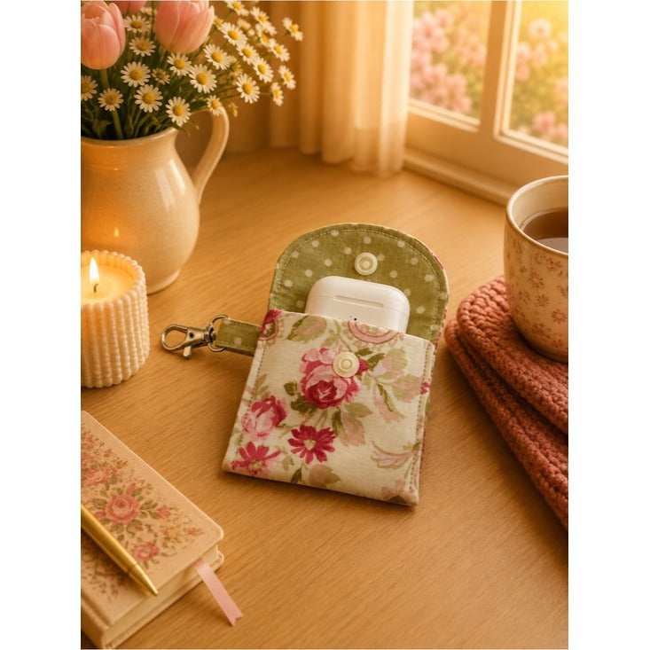Romantic Floral and Paisley Print Earbud Case