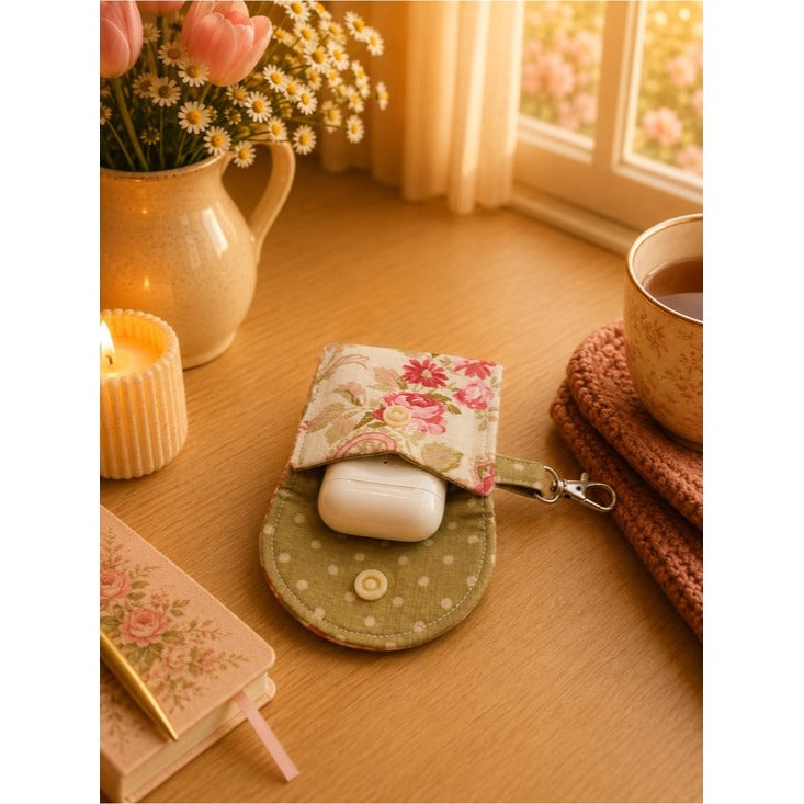 Romantic Floral and Paisley Print Earbud Case