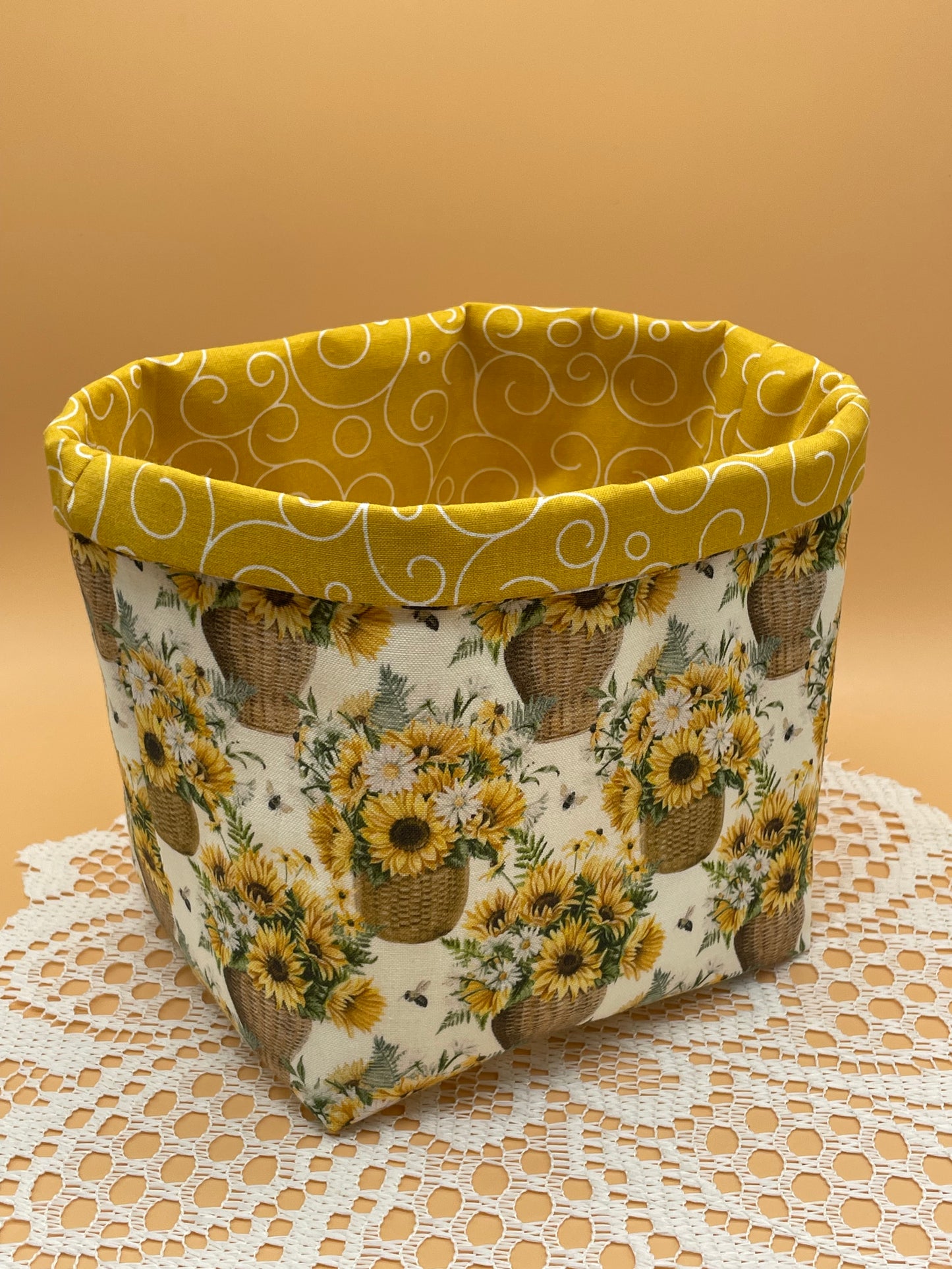 Sunflower Fall Themed Fabric Basket