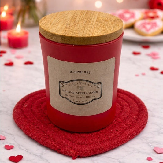 Raspberry Soy Wax Candle 7oz Hand-Poured Vegan Fruit Scented