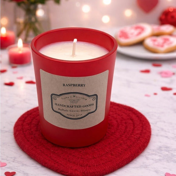 Raspberry Soy Wax Candle 7oz Hand-Poured Vegan Fruit Scented