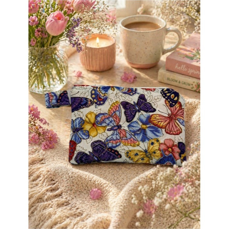 Butterfly Floral Quilted Keychain Wallet