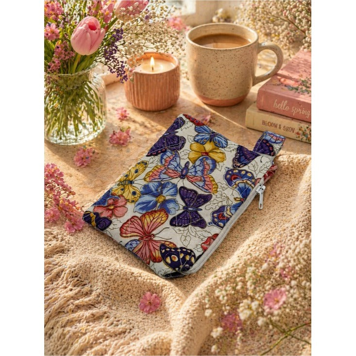 Butterfly Floral Quilted Keychain Wallet