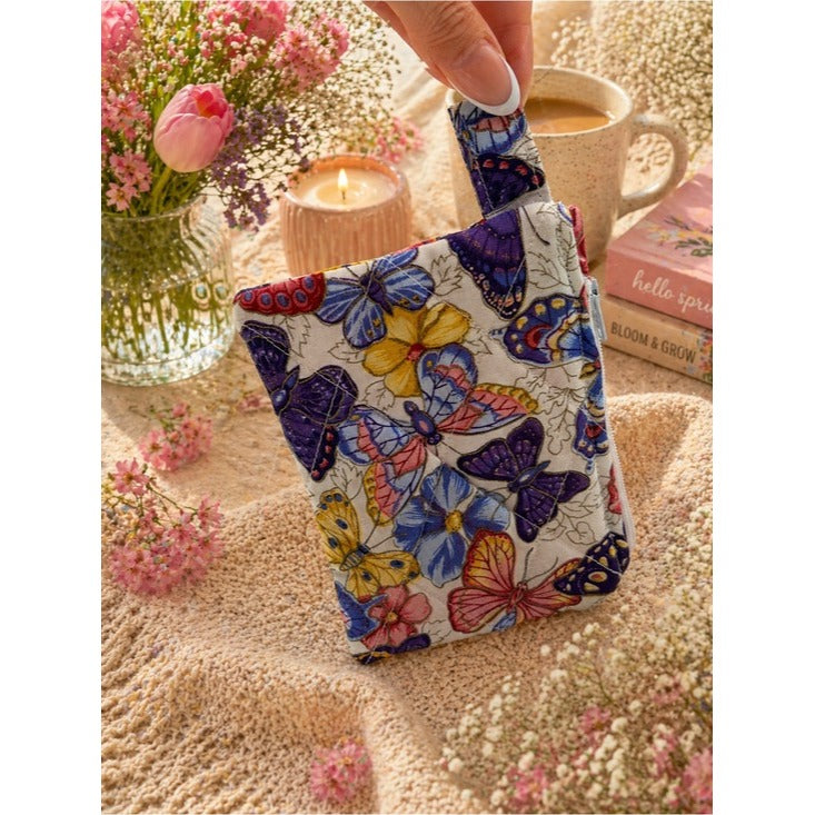 Butterfly Floral Quilted Keychain Wallet