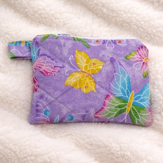 Butterfly Purple Quilted Keychain Wallet