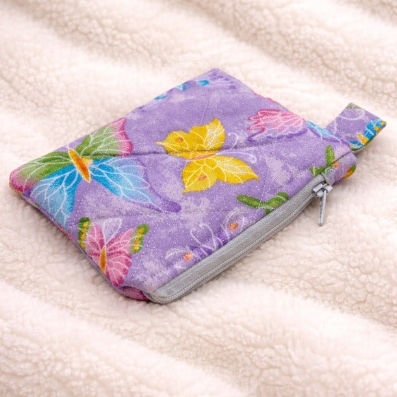 Butterfly Purple Quilted Keychain Wallet