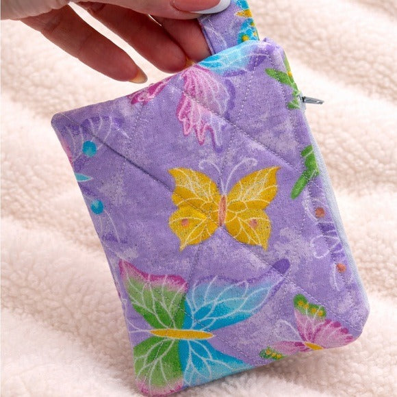 Butterfly Purple Quilted Keychain Wallet