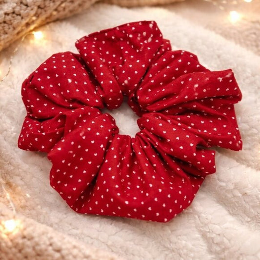 Red Heart Print Cotton XXL Scrunchie