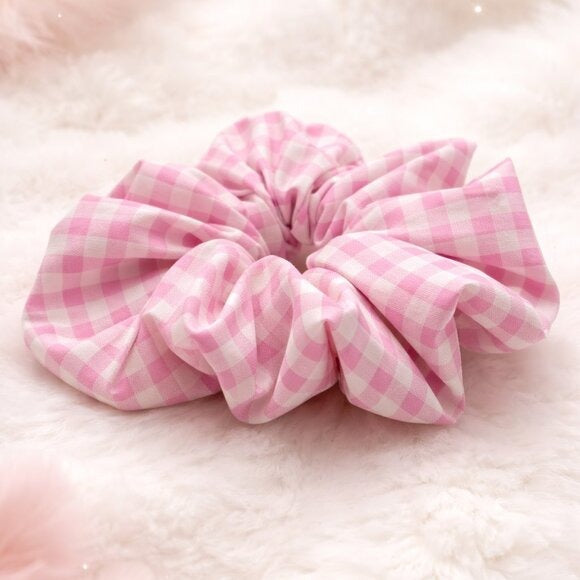 Pink Gingham Cotton XXL Scrunchie