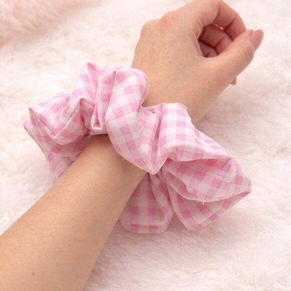 Pink Gingham Cotton XXL Scrunchie