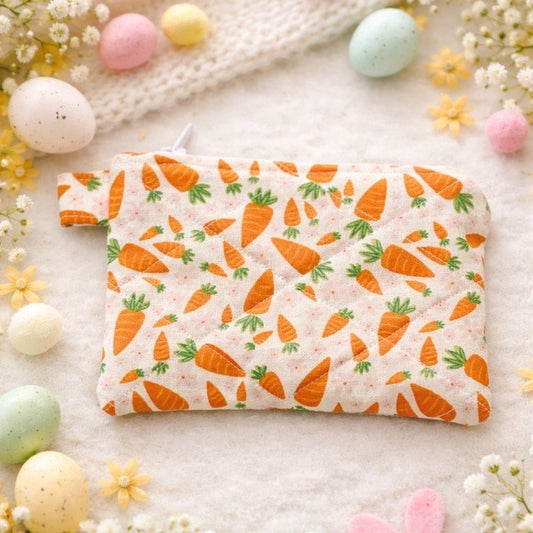 Spring Carrot Quilted Keychain Wallet