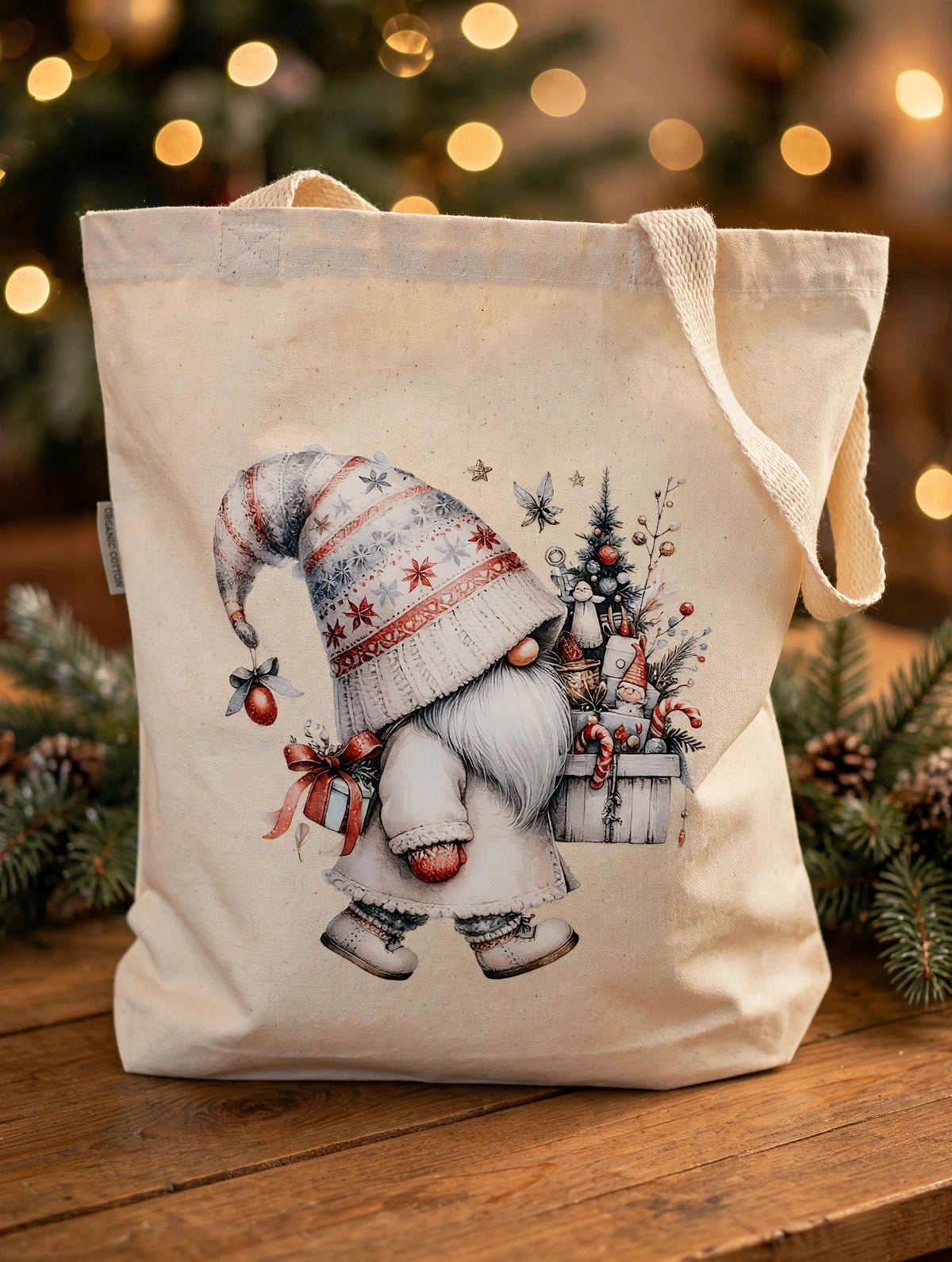 Christmas Canvas Tote Bag Organic Cotton