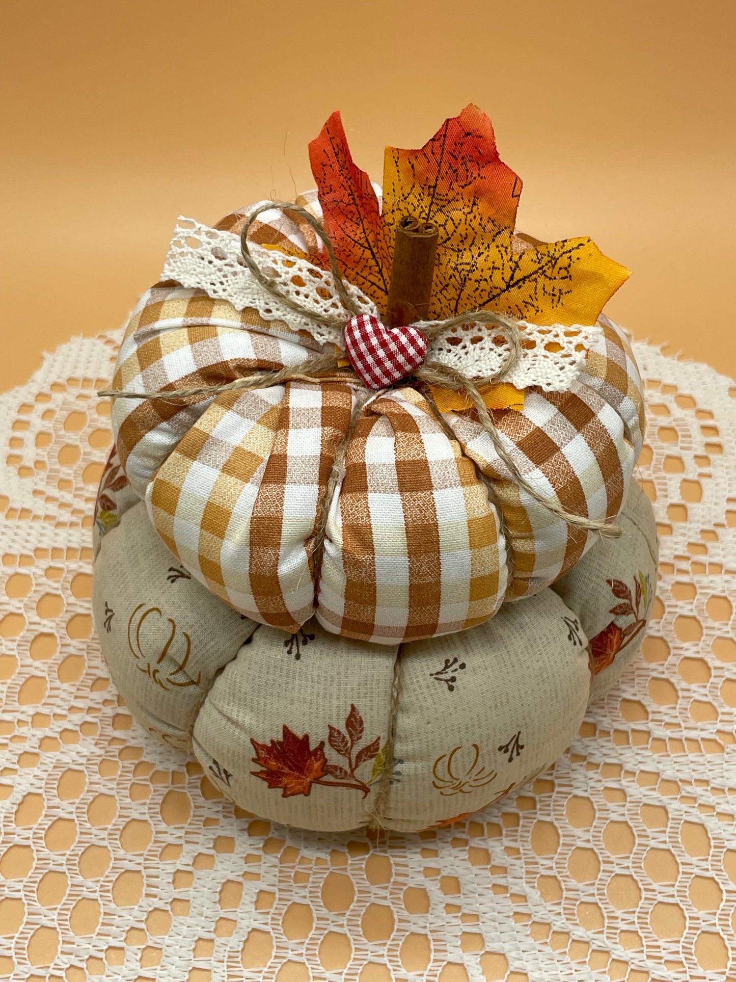 Handmade Fall Set Fabric Baskets and Pumpkin