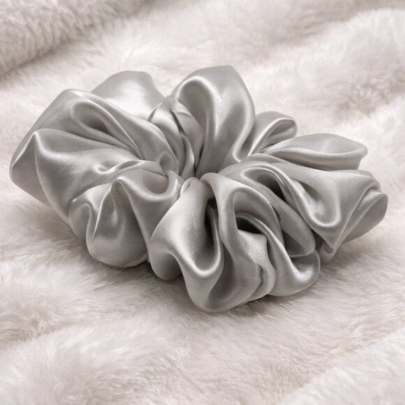 Silver Satin XXL Scrunchie